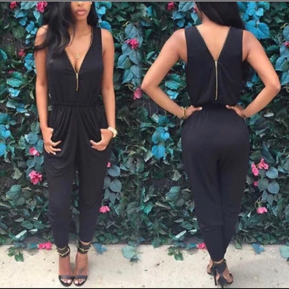 Black Zipper Jumpsuit BRAND NEW!! - Picture 4 of 4